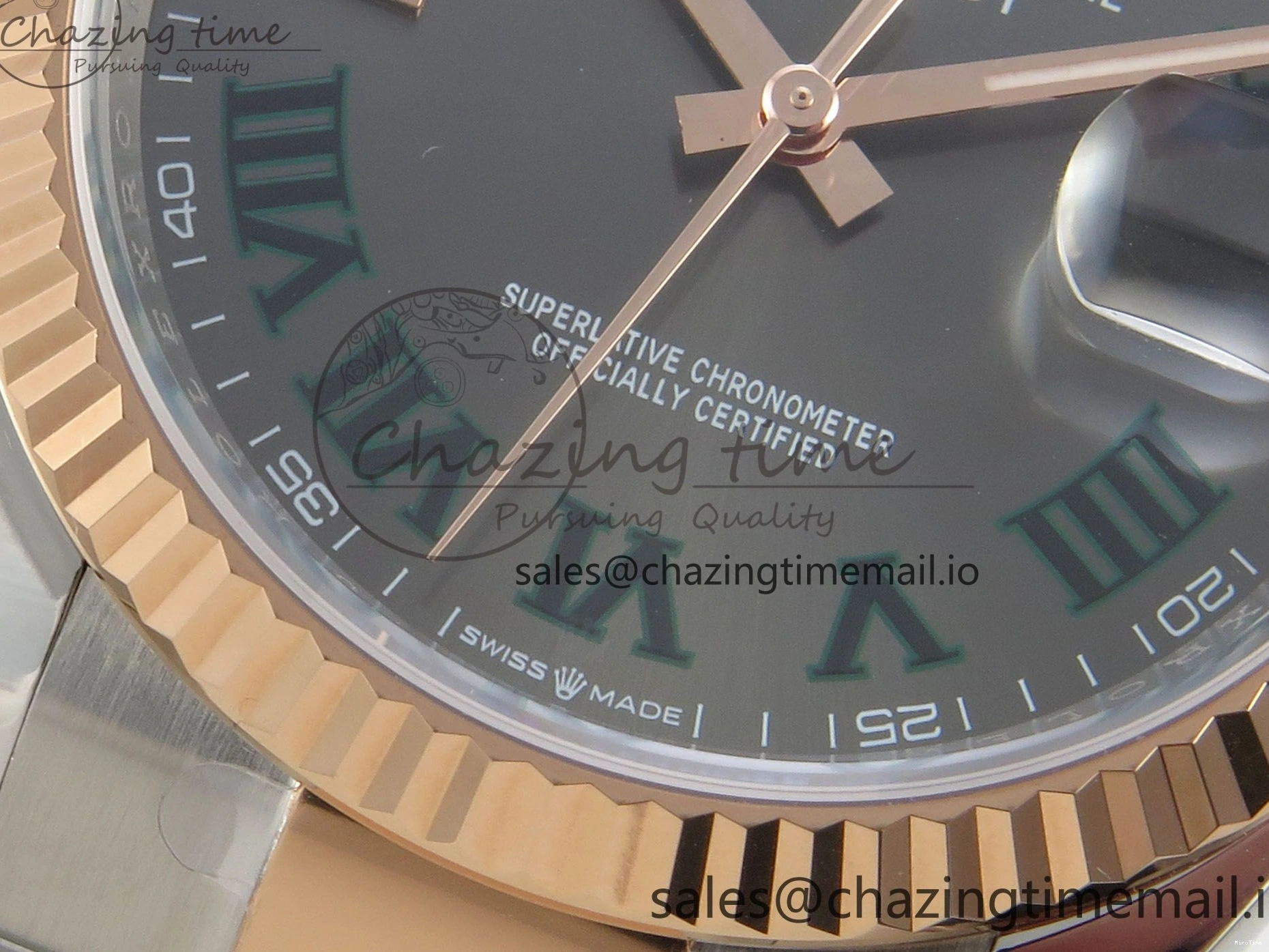 MiroTime 0407 DateJust 36 SS RG ARF 1:1 Best Edition 904L Steel Gray Dial Green Roman on Oyster Bracelet SH Affordable 73